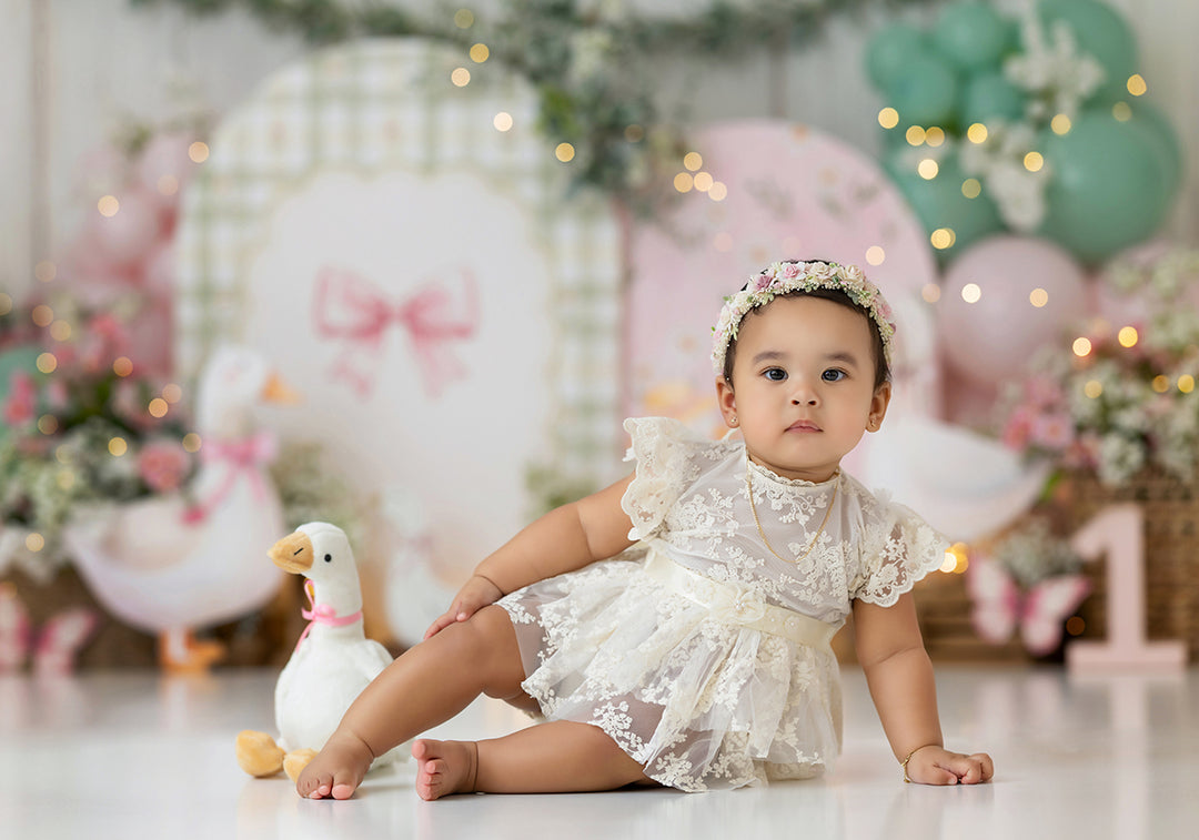 Pastel Goose Party Photography Backdrop – Sweet Garden Birthday Setting | HSD Backdrops
