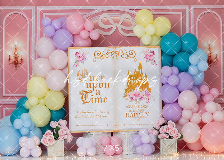 Once Upon a Birthday Photography Backdrop – Fairytale Princess Cake Smash Scene | HSD Backdrops