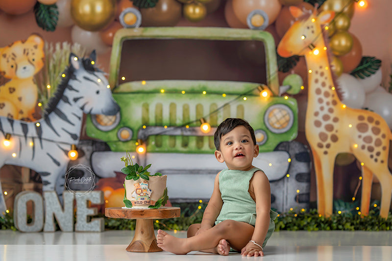 Toile De Fond Jungle Safari Animaux 2.1x1.5m - Décoration Photo Fête Enfants