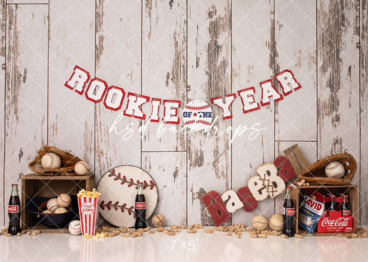 Rookie of the Year Baseball Theme Backdrop for Cake Smash Photos