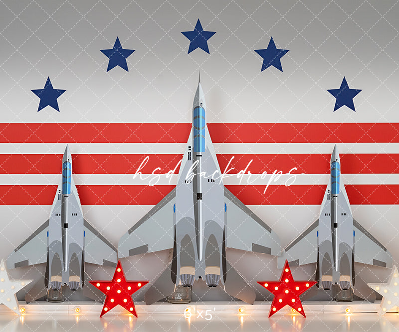 Fighter Jet Top Gun Photo Backdrop for Birthday Cake Smash Portraits