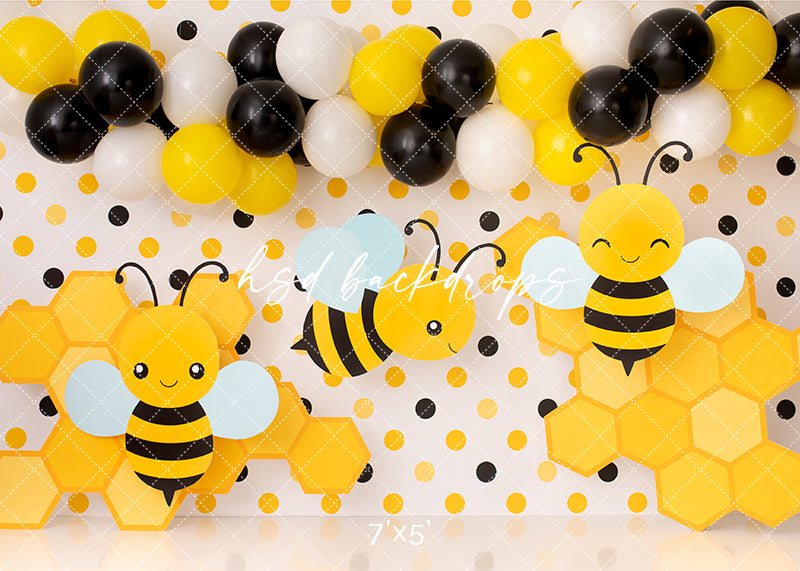 First Bee Day backdrop for Bee Themed Birthday Cake Smash Photos