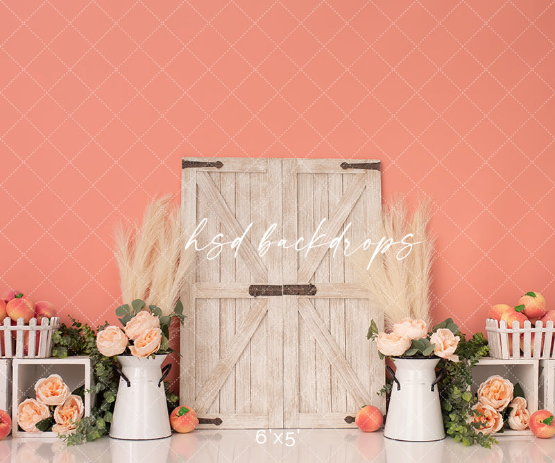 Sweet Peach Backdrop for Peach Themed Cake Smash Birthday Portraits