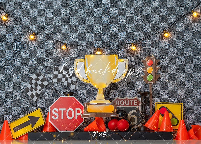 Two fast Race Car Birthday Backdrop | Racing Backdrop for Photos