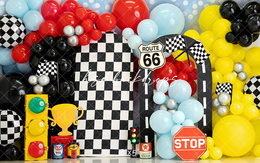 Car Raffle Backdrop Two Fast Race Car Theme Birthday Backdrop for Cake Smash Portraits ...