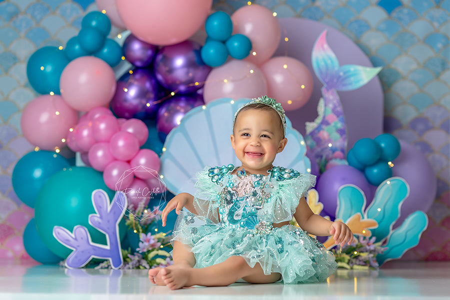 under the sea birthday dress Under the Sea Mermaid Gown for 1st Birthday Girl