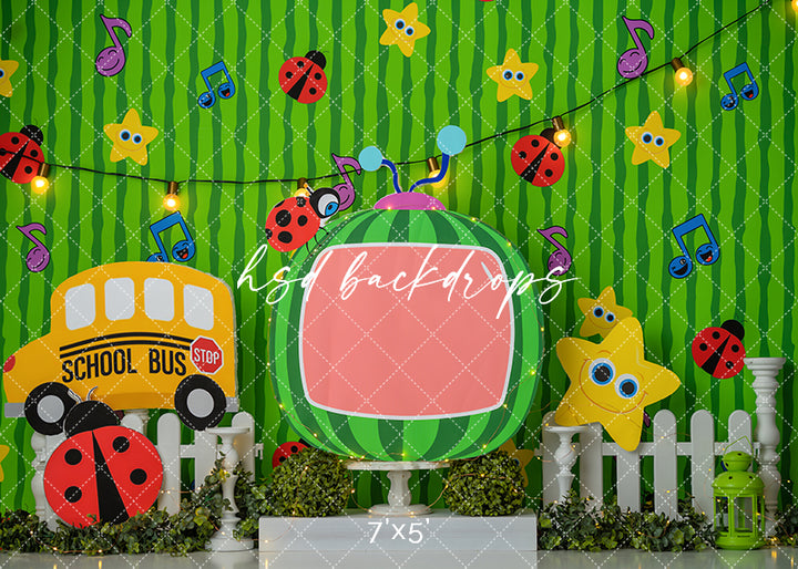 Play with melon cake smash birthday photoshoot backdrop 