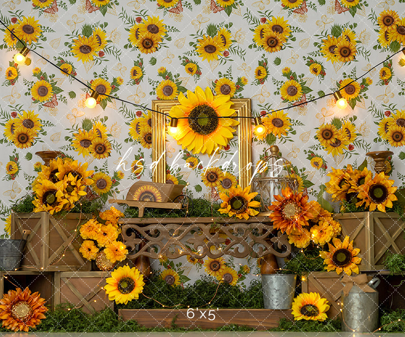 Fall Themed Sunflower Cake Smash Birthday Backdrop for Photoshoot