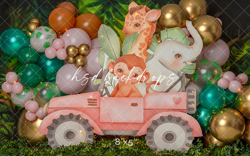 Pink Safari Jeep - HSD Photography Backdrops 