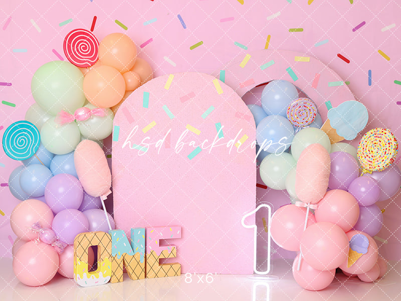Sweet One Birthday Backdrop for First Birthday Cake Smash Photoshoot
