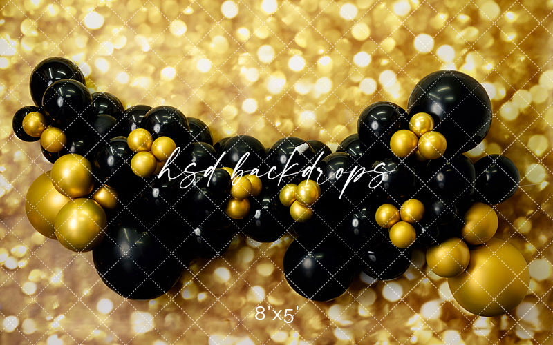 Black & Gold Balloons - HSD Photography Backdrops 