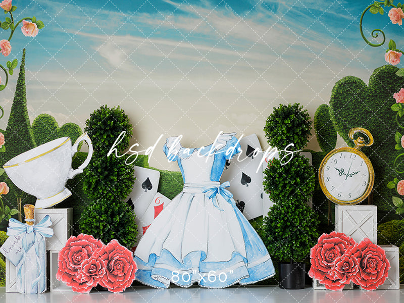 Alice's Adventure in Wonderland Backdrop for Birthday Cake Smash 