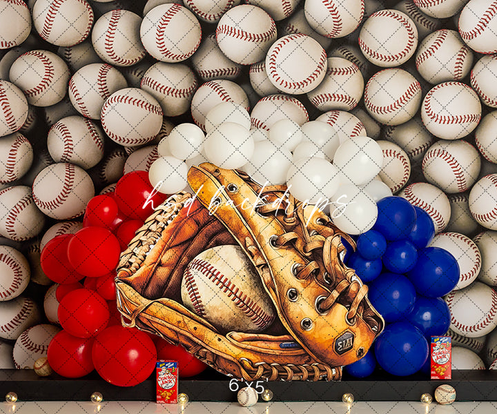 Baseball Birthday Theme Photo Backdrop for Cake Smash Photography
