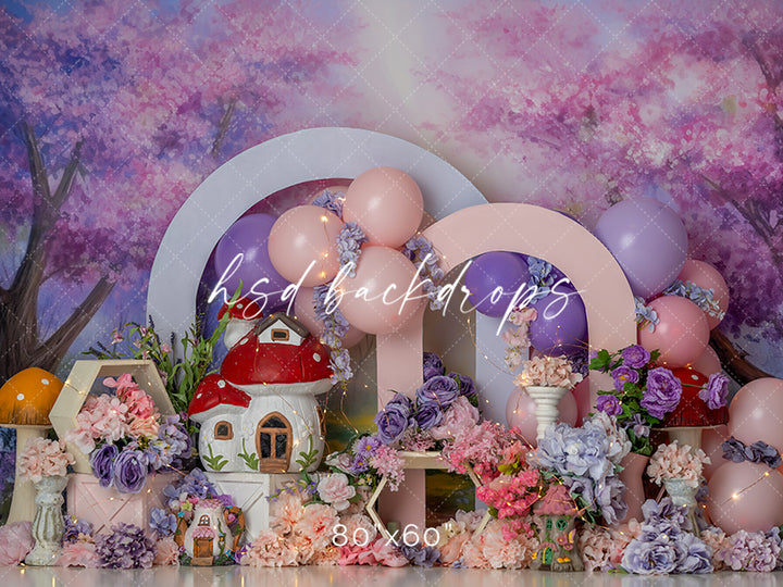 Fairy Garden Cake Smash Birthday Photography Backdrop 