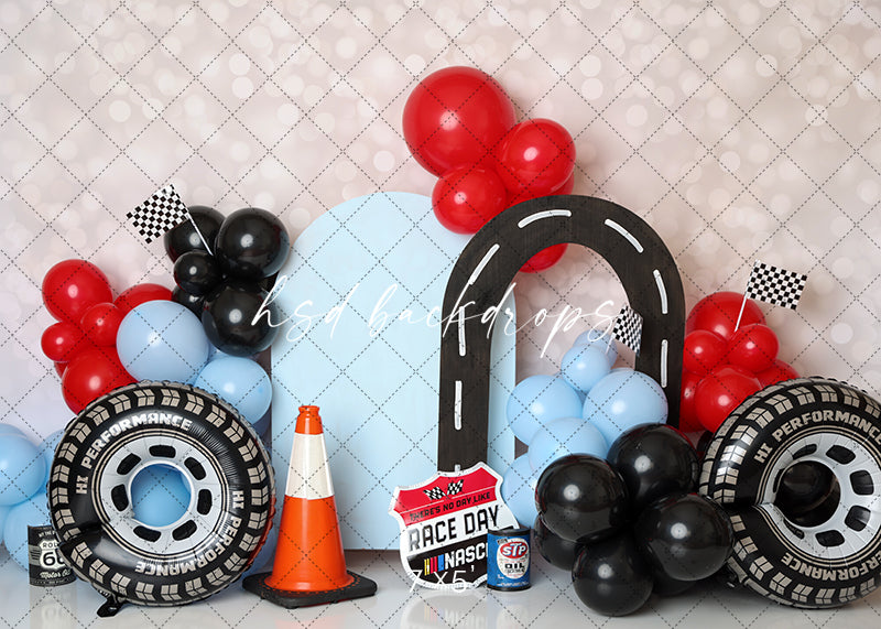 Racing Themed Cake Smash Birthday Photo Backdrop