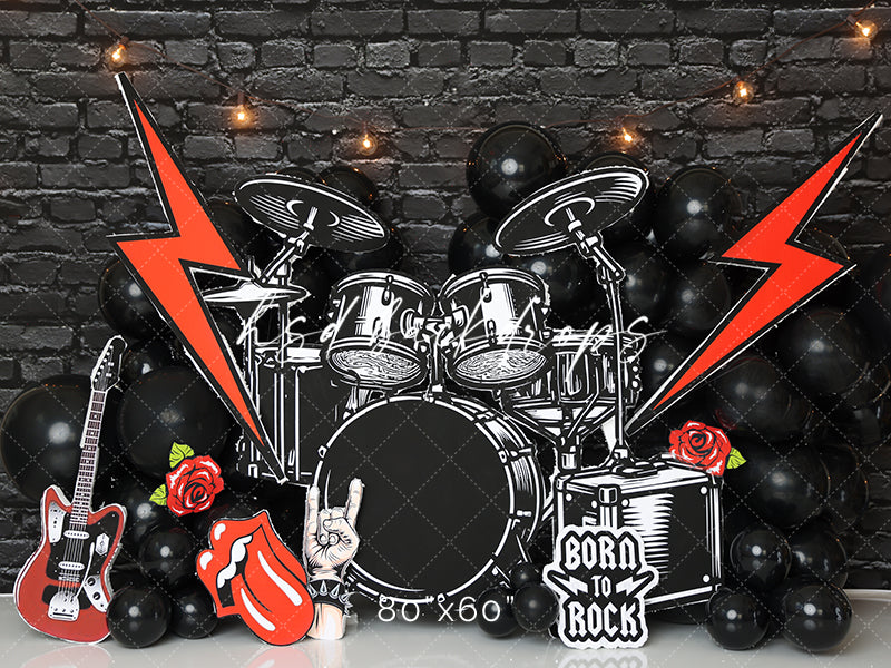 Born 2 Rock Photo Backdrop for Cake Smash Photoshoot