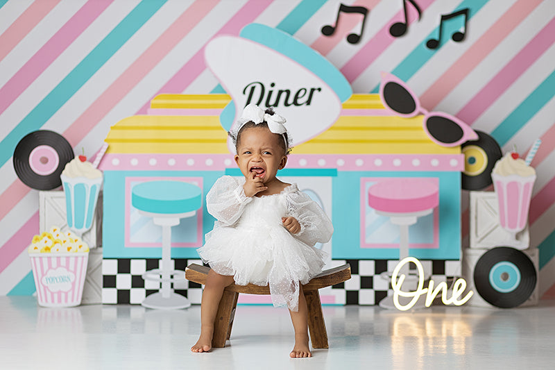 Retro 50's Diner Sock Hop Birthday Backdrop for Cake Smash Photos – HSD ...