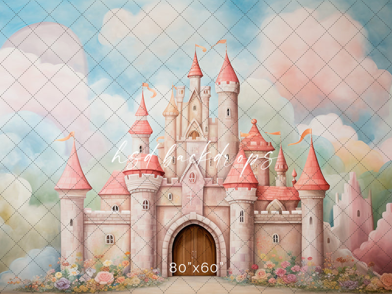 Princess Storybook Castle Photo Backdrop | Girls Cake Smash Backdrop 