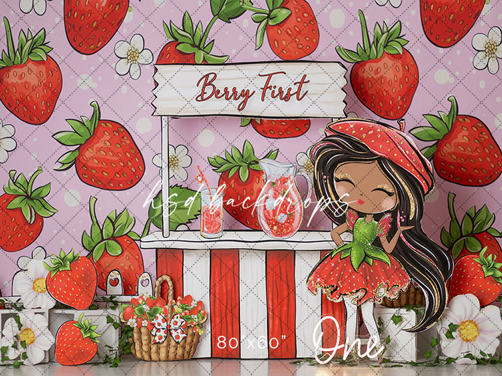 Berry First Birthday Cake Smash Photography Backdrop Strawberry Theme