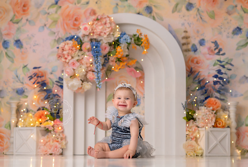 Blue and Peach Arch - HSD Photography Backdrops 