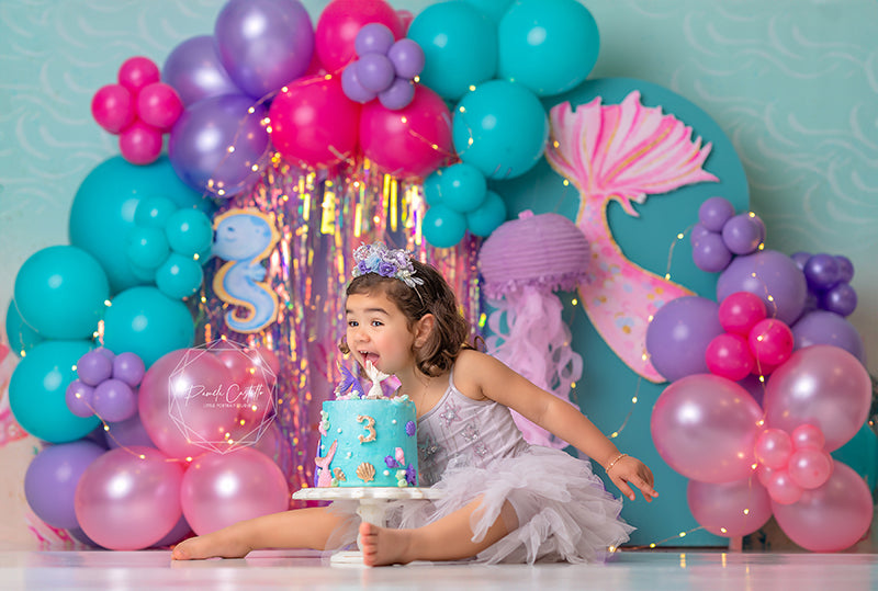 Mermaid Arch Cake Smash Birthday Photography Backdrop HSD Photography Backdrops Mermaid Arch Cake Smash Birthday Photography Backdrop HSD Photography Backdrops