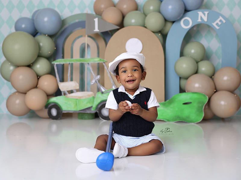 Hole in One Cake Smash Birthday Backdrop for Photography