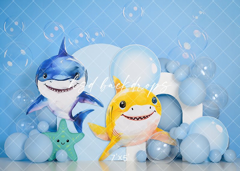 Little Sharks Cake Smash Photoshoot Backdrop for Birthday – HSD ...