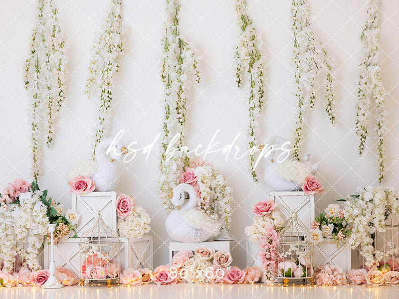 Swan Princess Birthday Cake Smash Backdrop for Photography – HSD ...