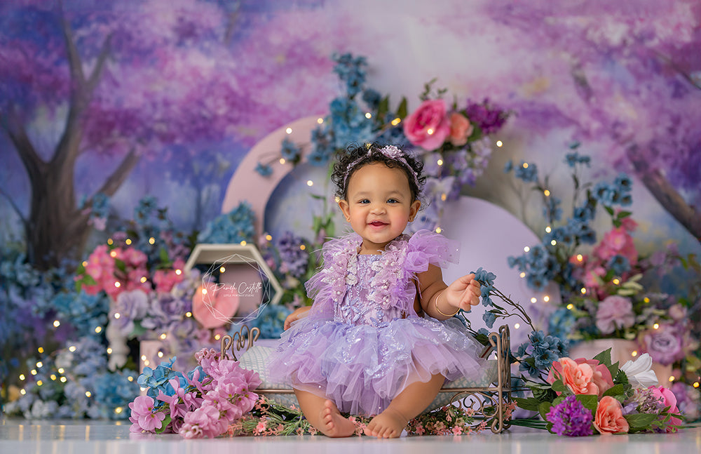 Whimiscal Flower Forest Background for Cake Smash