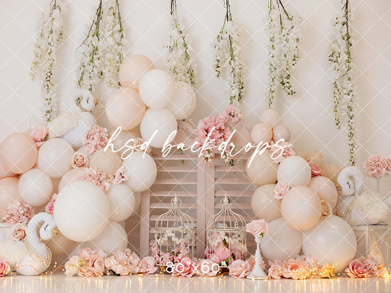 Swan Cake Smash 1st Birthday Backdrop for Photography – HSD Photography ...