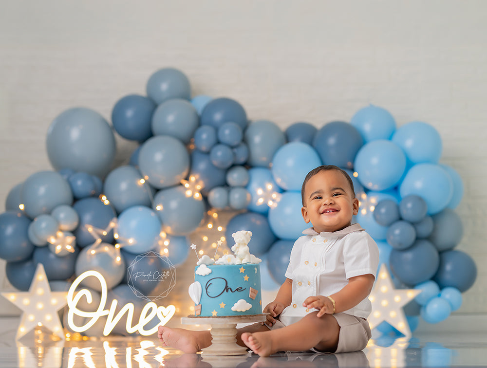 Blue Cake Smash Backdrop Boy Birthday Photo Background
