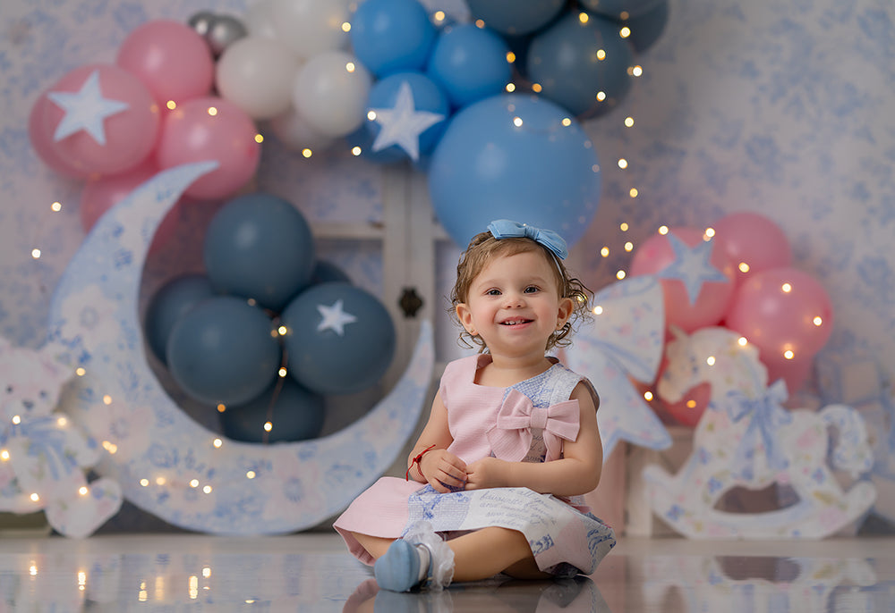 Timeless Treasures Vintage Toys Cake Smash Backdrop Girl