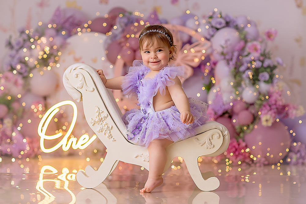 butterfly theme birthday cake smash backdrop 