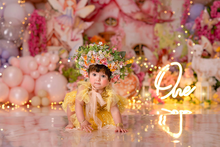 Enchanted Butterfly Fairy Hut First Birthday Cake Smash Photo Backdrop