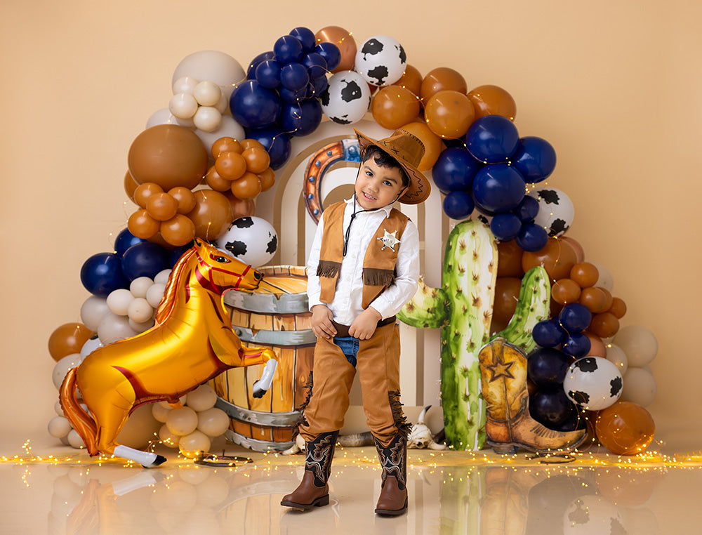 Yeehaw Cowboy Cake Smash Birthday Backdrop for Boys