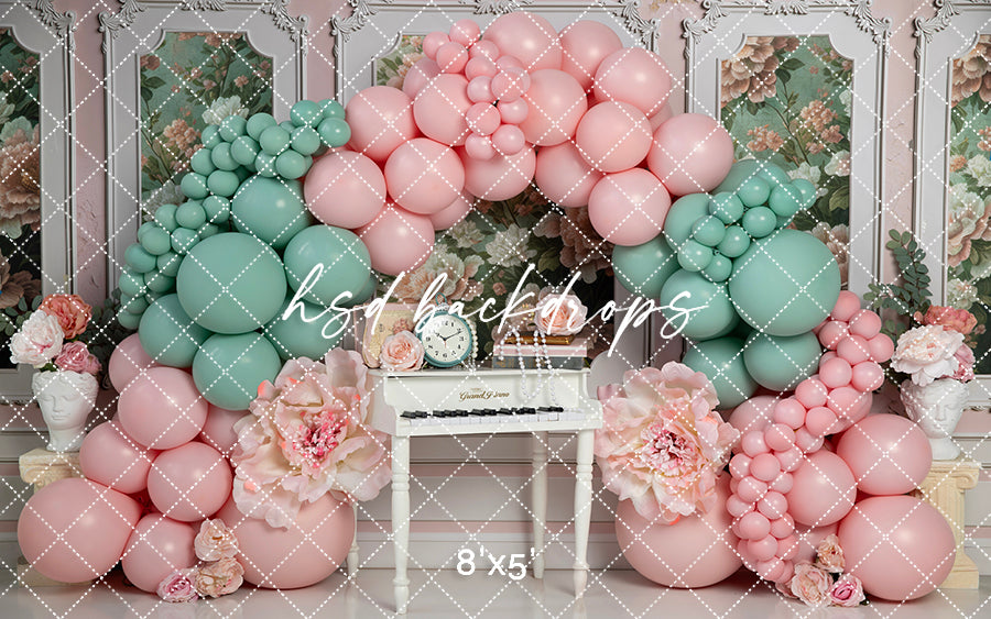 Peony Piano Balloon Arch