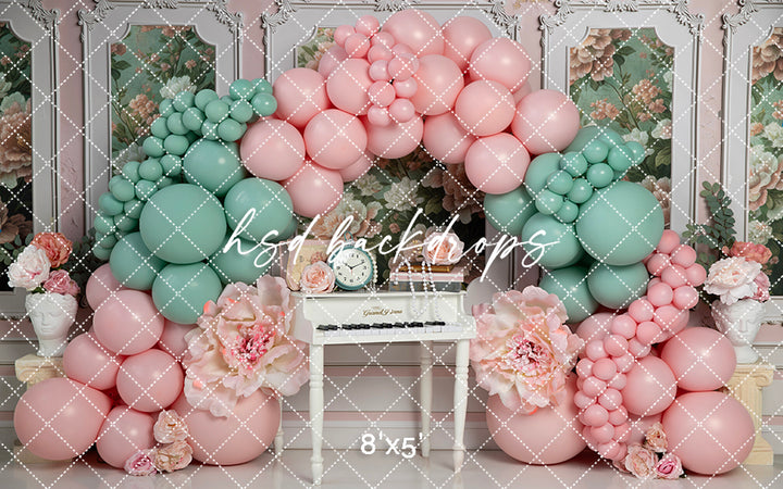 Peony Piano Balloon Arch