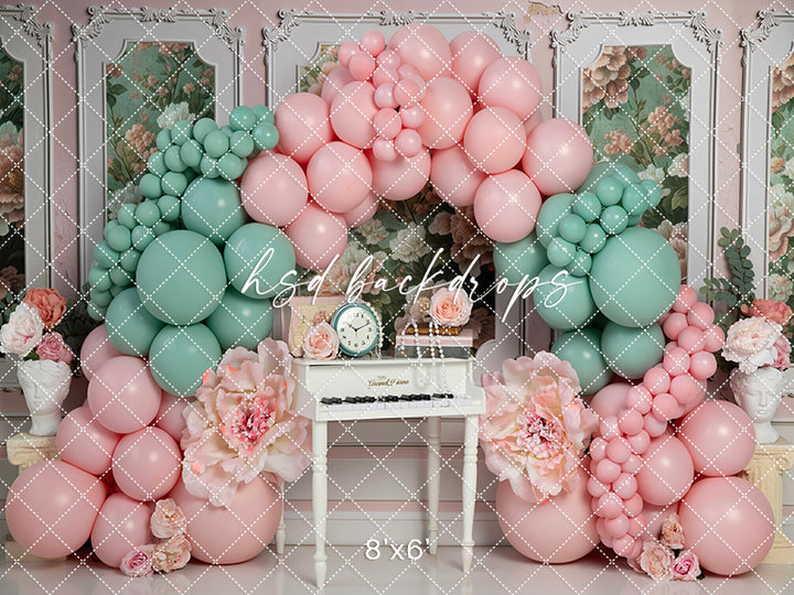 Peony Piano Balloon Arch