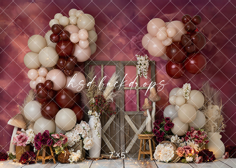 Rustic Velvet Garden Birthday Backdrop