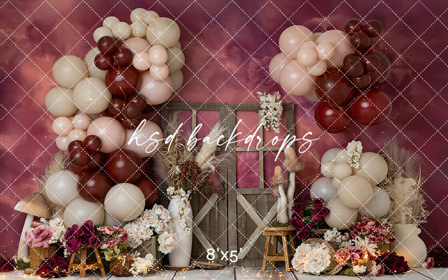 Rustic Velvet Garden Birthday Backdrop