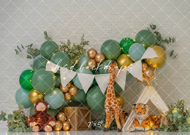 Safari Camp Adventure – Jungle Balloon Birthday Backdrop