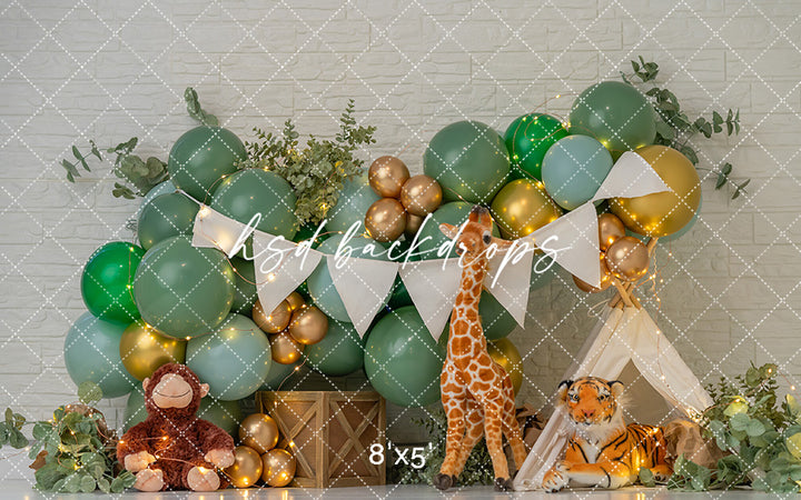 Safari Camp Adventure – Jungle Balloon Birthday Backdrop