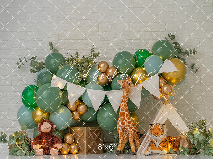 Safari Camp Adventure – Jungle Balloon Birthday Backdrop