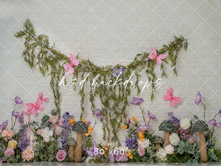 Enchanted Garden Butterflies – Fairy Tale Photography Backdrop