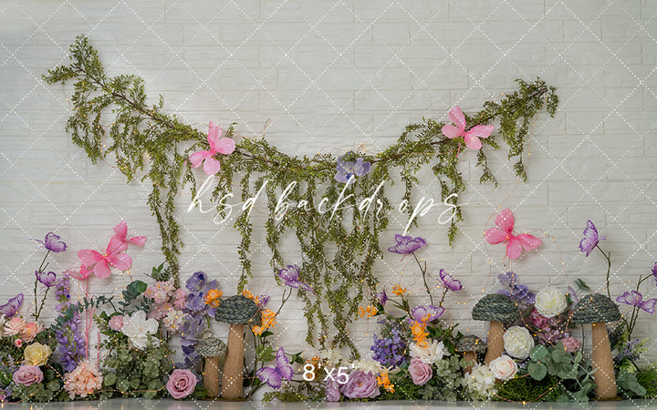 Enchanted Garden Butterflies – Fairy Tale Photography Backdrop