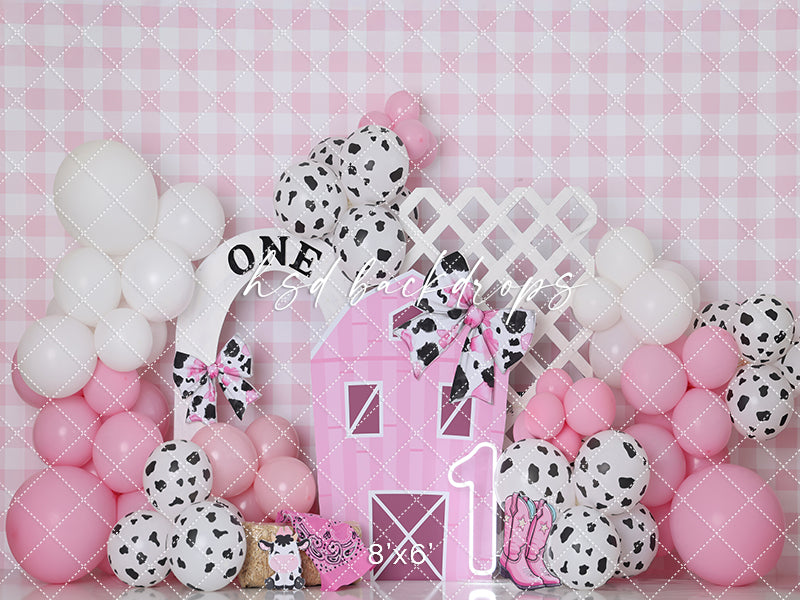 Pink Barnyard Bash – Cow Print First Birthday Backdrop