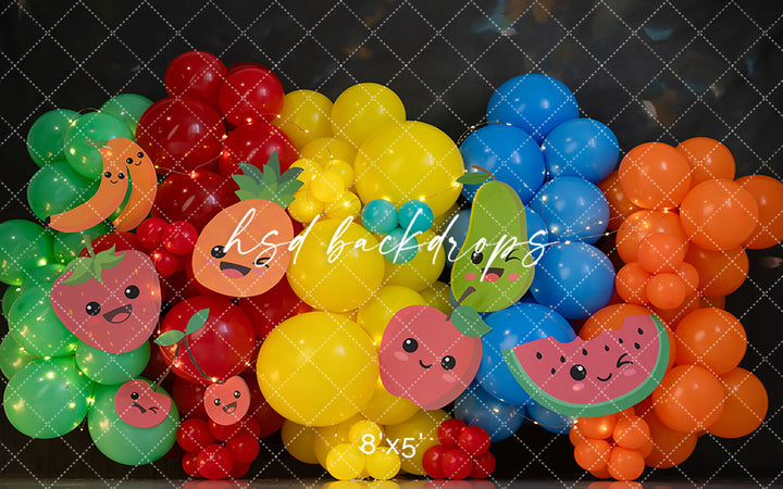Rainbow Fruit Bash – Colorful Cake Smash Photography Backdrop
