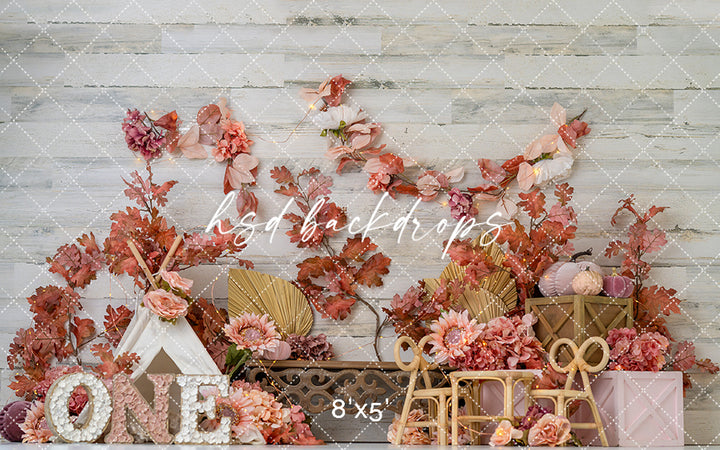 Blush Harvest Birthday – Fall Cake Smash Photography Backdrop