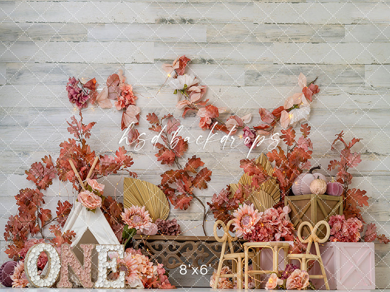 Blush Harvest Birthday – Fall Cake Smash Photography Backdrop