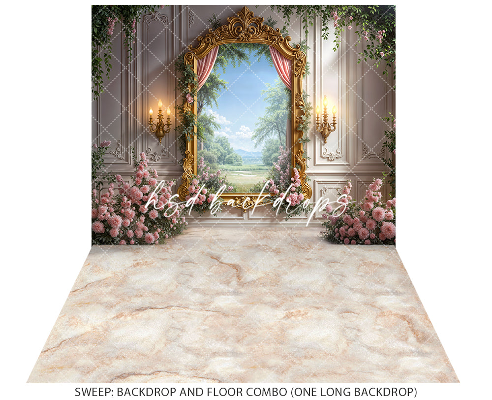 Gilded Garden Frame – Elegant Spring Floral Photography Backdrop